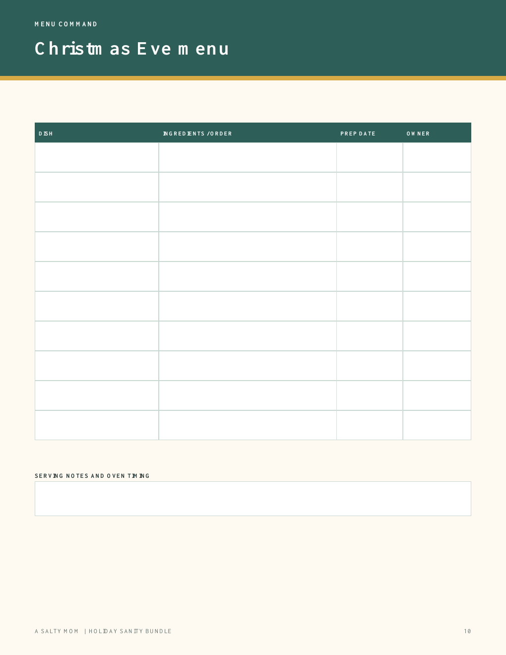 Holiday meal map page