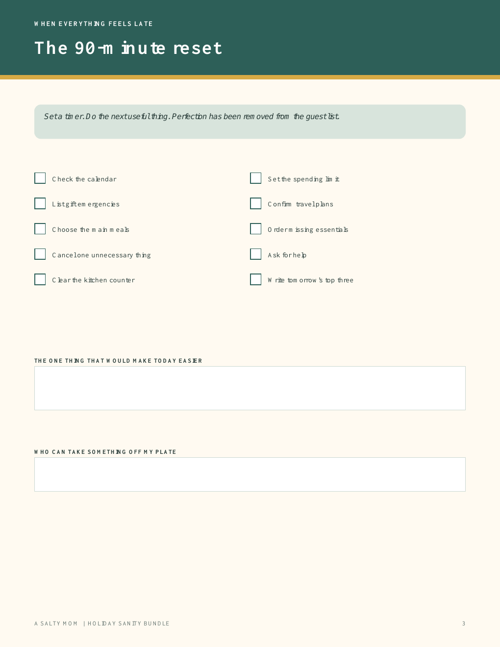 The 90-minute holiday reset page